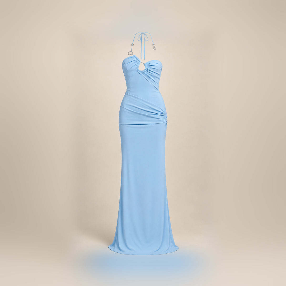 Blue Flowing Evening Dress — centered product-only view