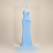 Blue Flowing Evening Dress — centered product-only view