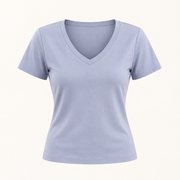 Blue Cotton Short-Sleeve Top — Blue product-only view