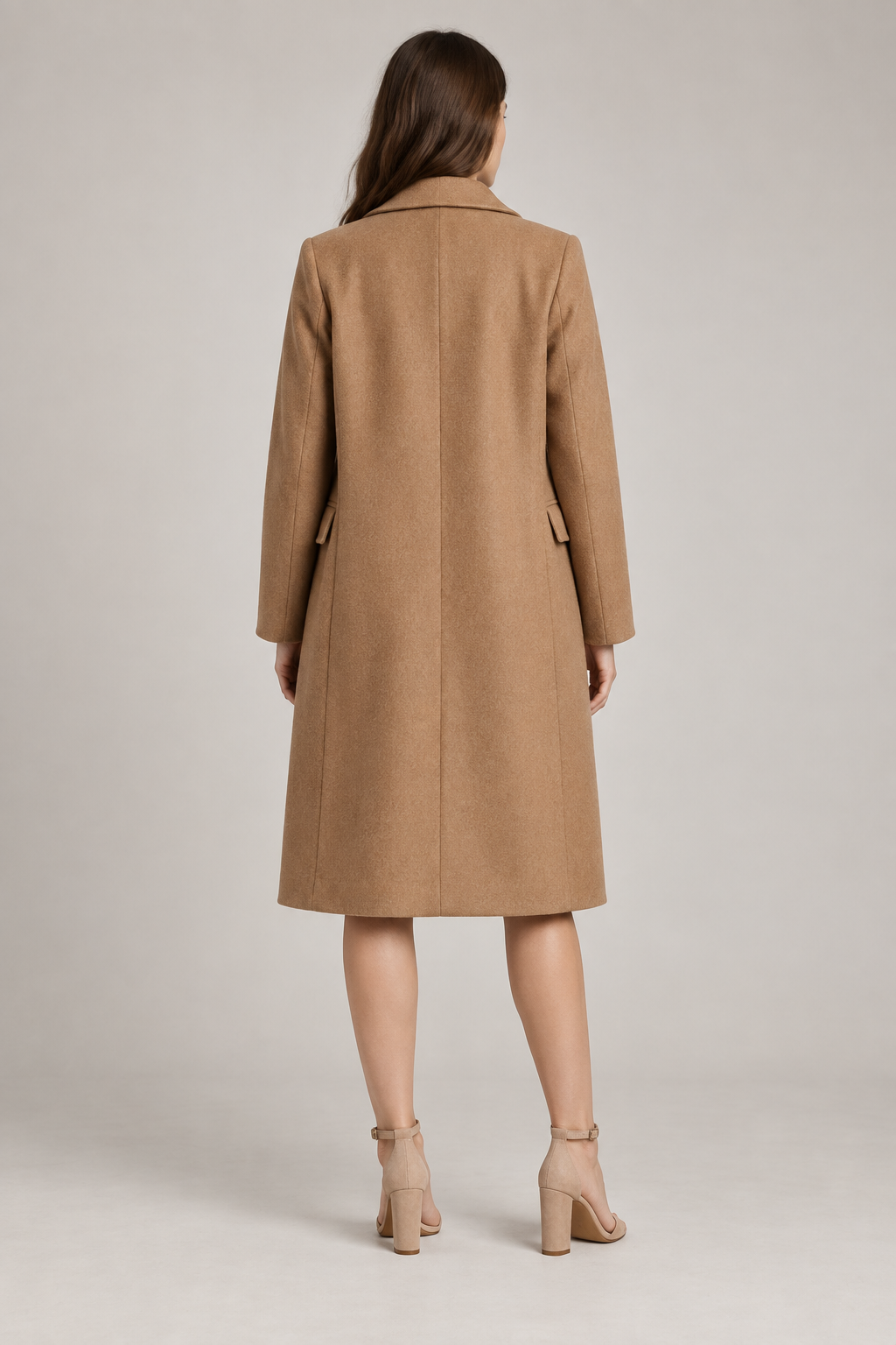 Camel coat back view