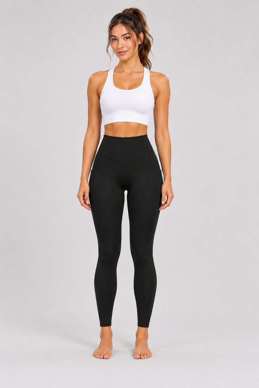 Capri Gym Set in Black — front view