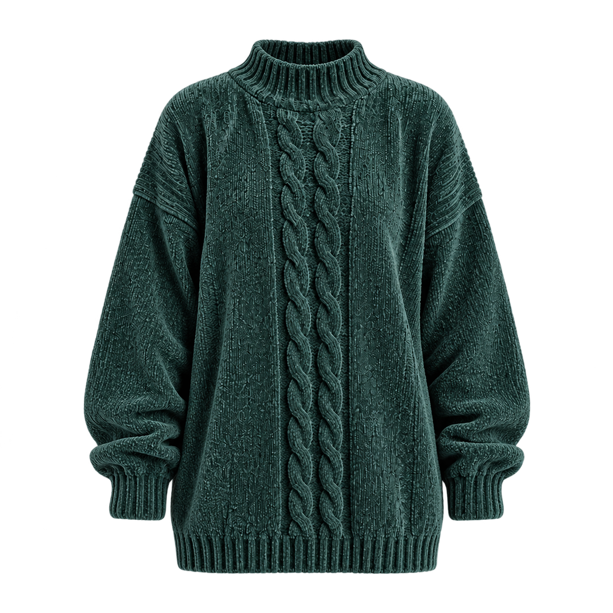 Chunky Cable-Knit Sweater — Evergreen product-only view