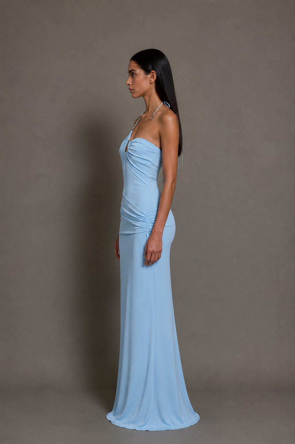 Blue Flowing Evening Dress
