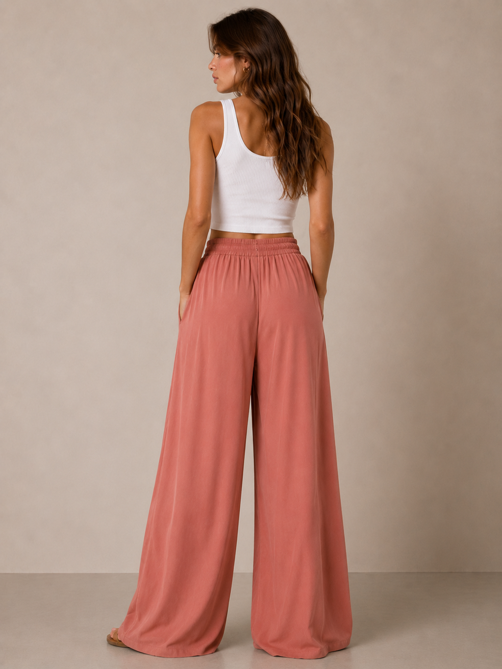 Orange Cozy Wide-Leg Pants