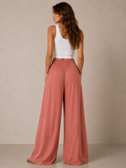 Orange Cozy Wide-Leg Pants