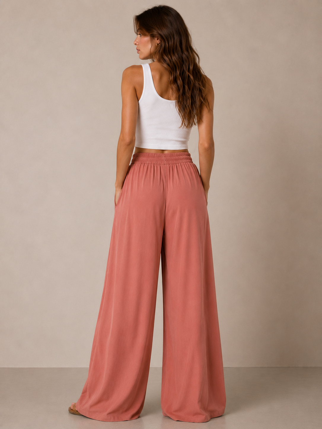 Orange Cozy Wide-Leg Pants