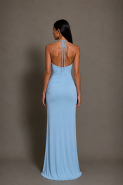 Blue Flowing Evening Dress