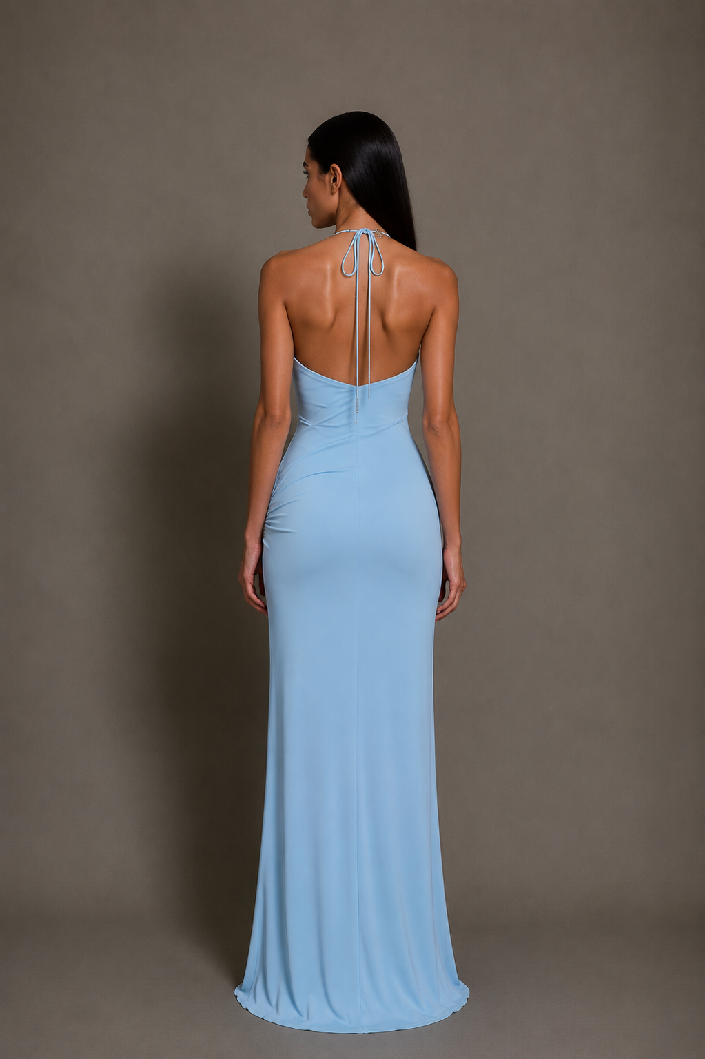 Blue Flowing Evening Dress
