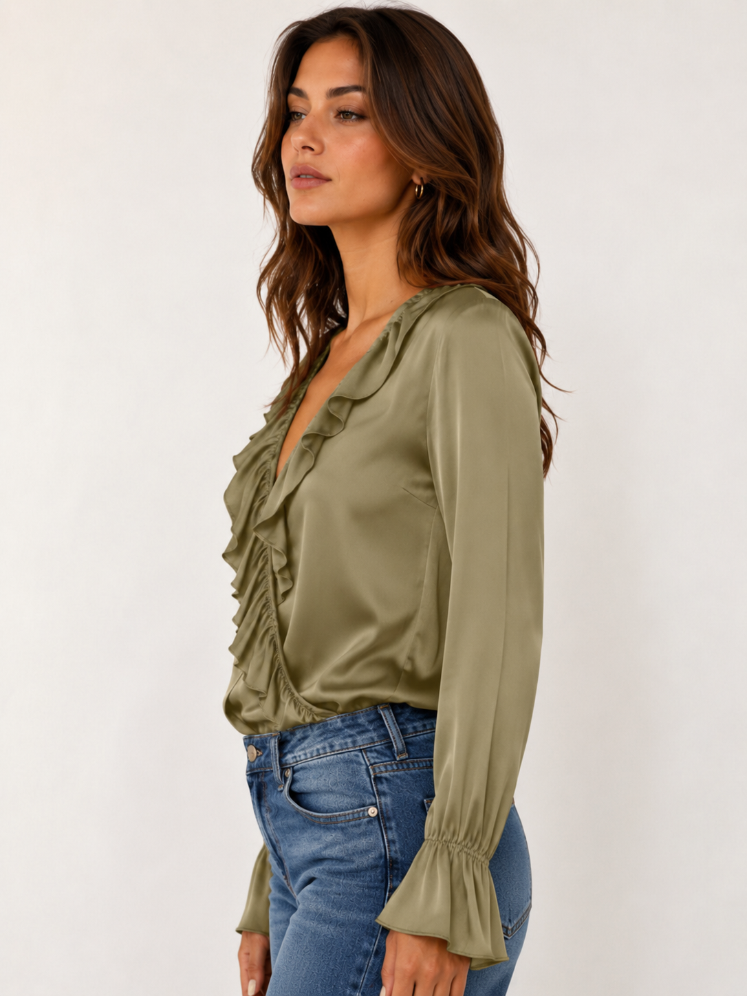Lace-Trim V-Neck Top