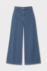 Blue Wide-Leg Casual Pants