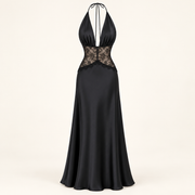 Lace Halter Maxi Dress – Black – product-only view