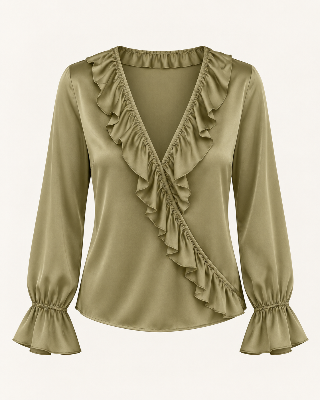 Lace-Trim V-Neck Top product-only front view