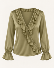 Lace-Trim V-Neck Top product-only front view
