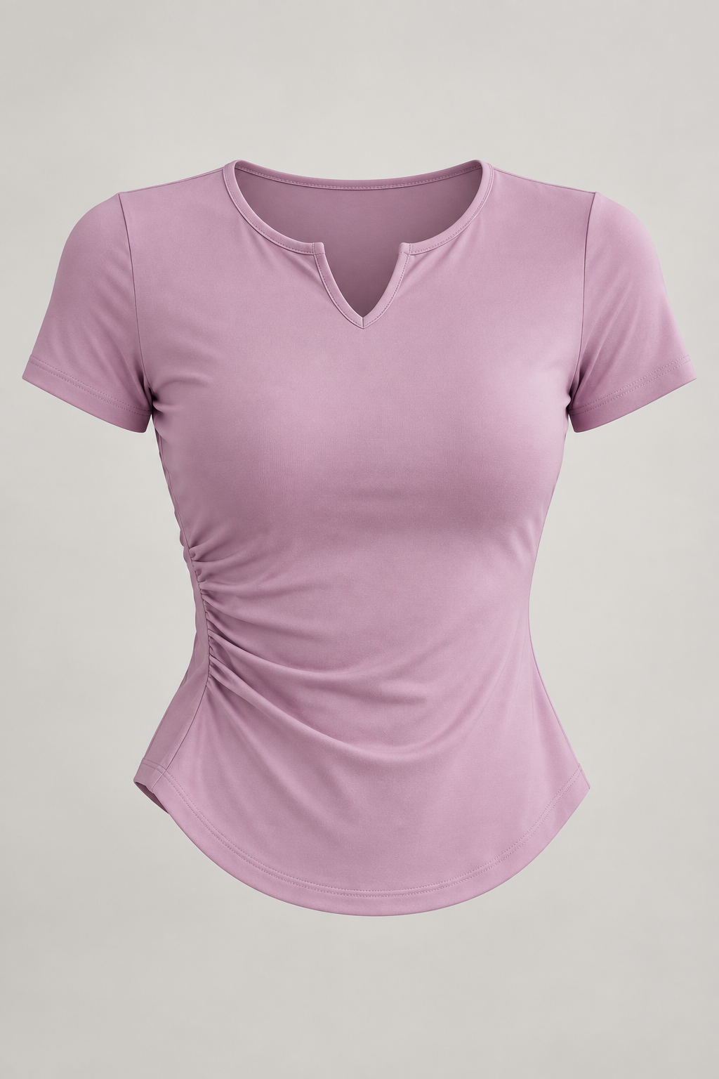 Mauve fitted split-neck top — garment only