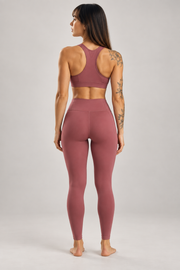 Dusty-rose seamless leggings — back view