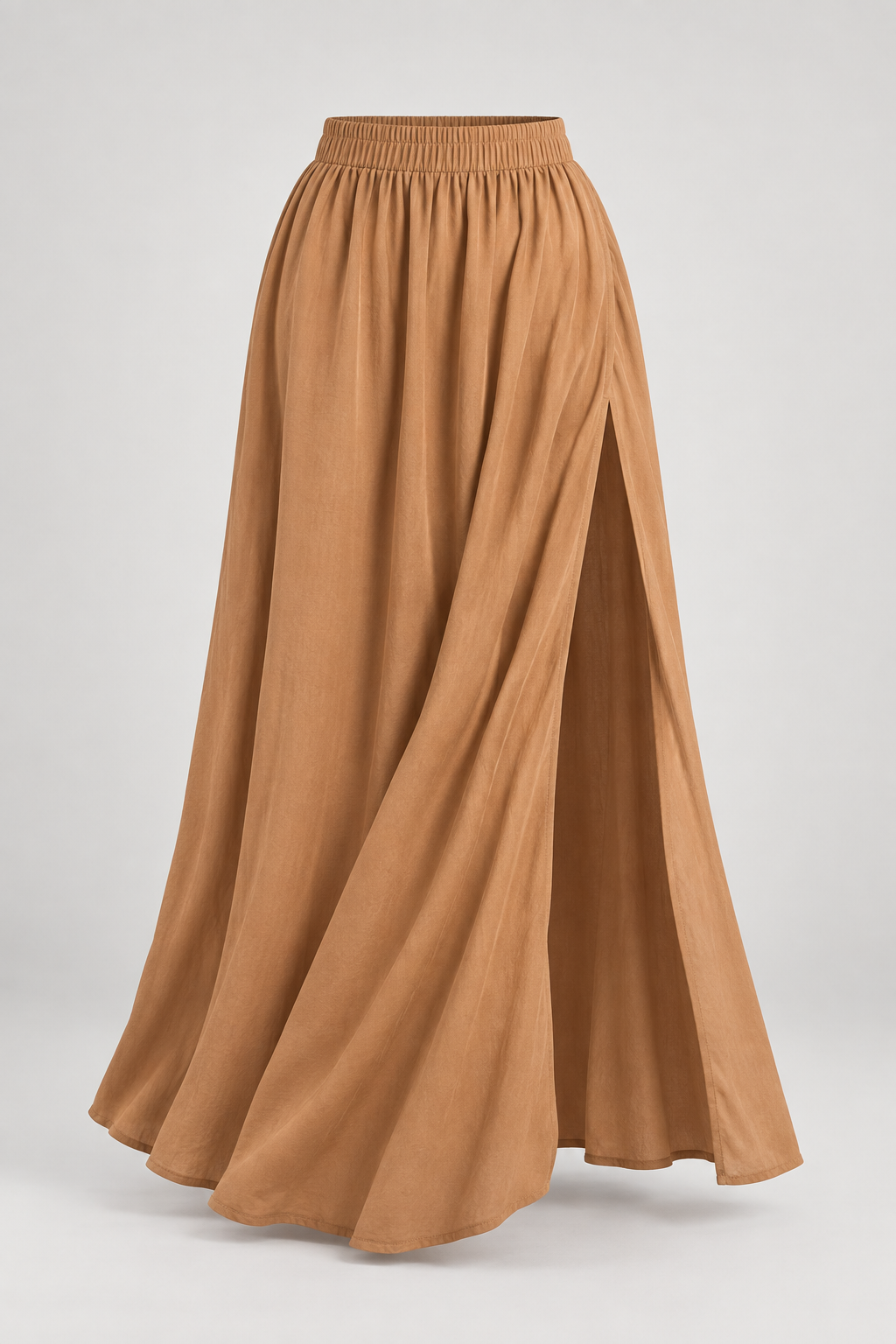 Camel flowing maxi skirt — garment only