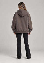Charcoal oversized pullover hoodie — back view