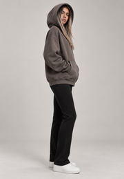 Charcoal oversized pullover hoodie — side view
