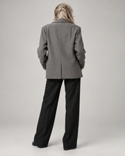 Grey herringbone oversized blazer — back view