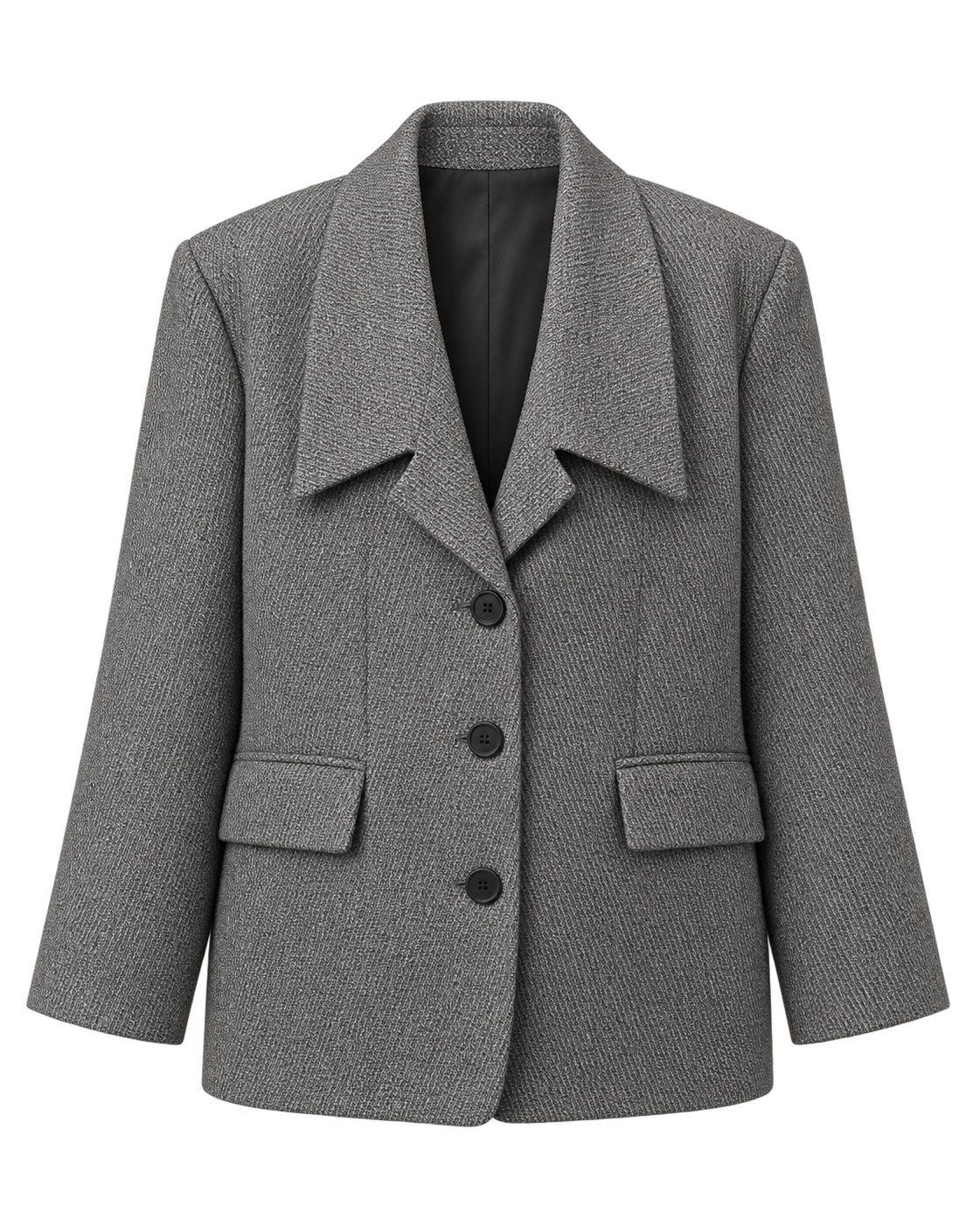 Grey herringbone oversized blazer — garment only