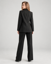 Plain black longline tailored blazer — back view