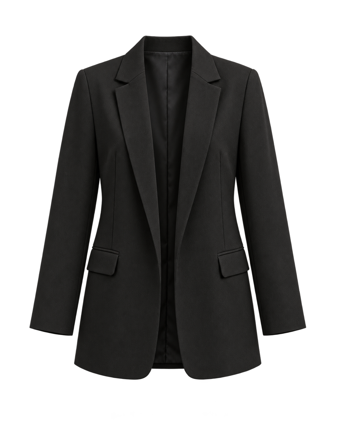 Plain black longline tailored blazer — garment only
