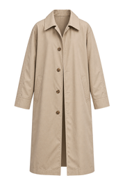 Beige long classic trench coat — garment only