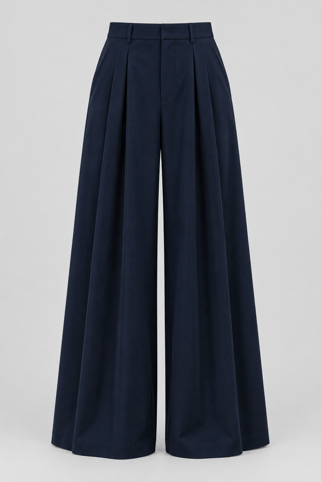 Deep navy extra-wide-leg trousers — garment only