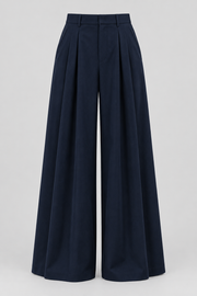Deep navy extra-wide-leg trousers — garment only
