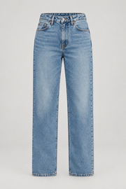 Light vintage-wash straight-leg jeans — garment only