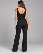 Black floral-textured cropped top back view