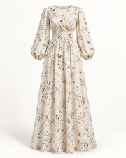 Ivory botanical maxi dress garment only