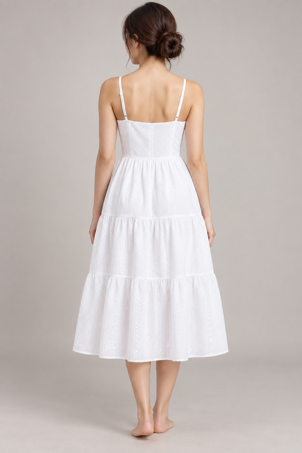 White tiered sundress — back view
