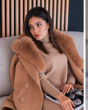 Faux-Fur Trim Parka face visible seated mobile view