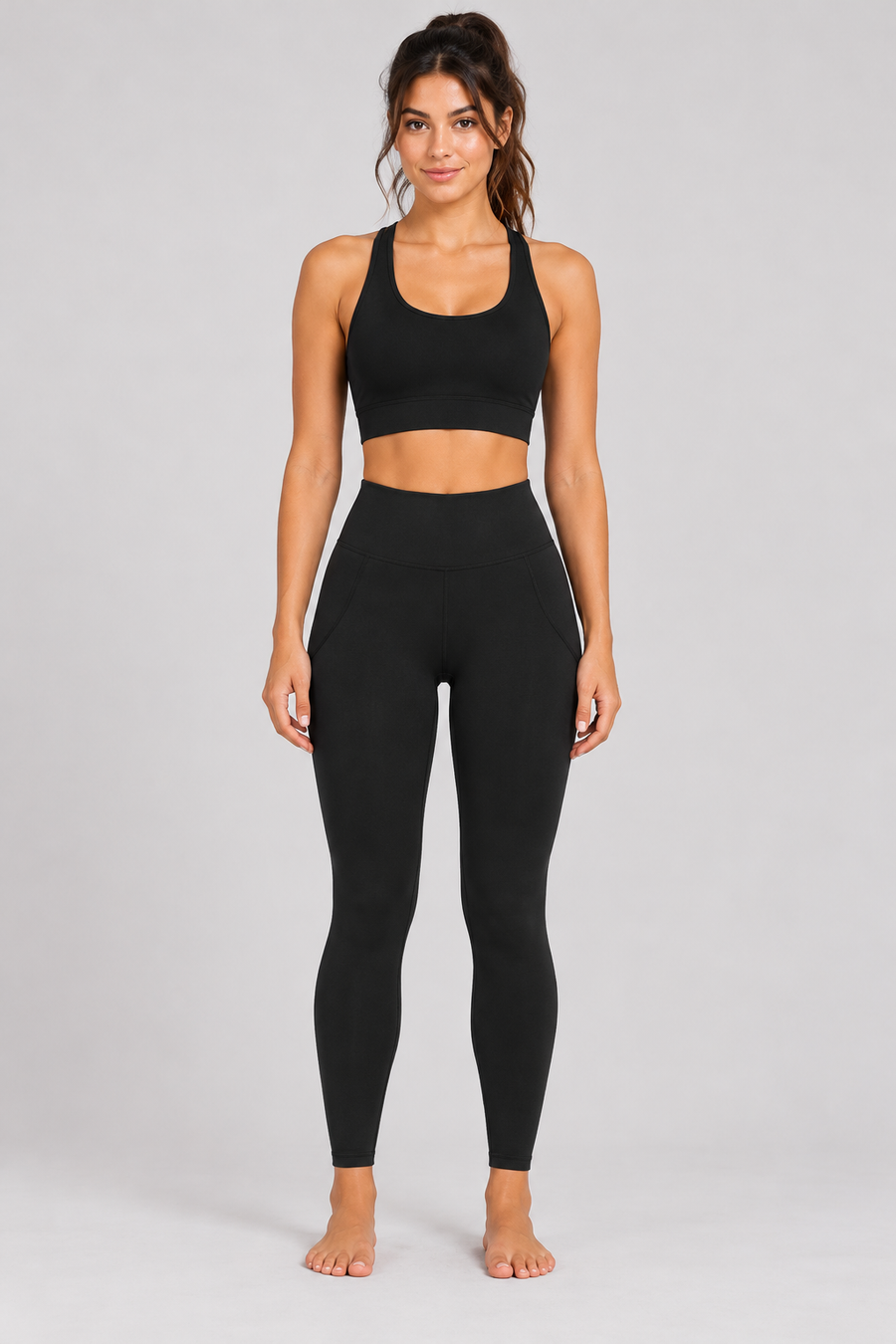 Performance Workout Gym Set in Black — front view
