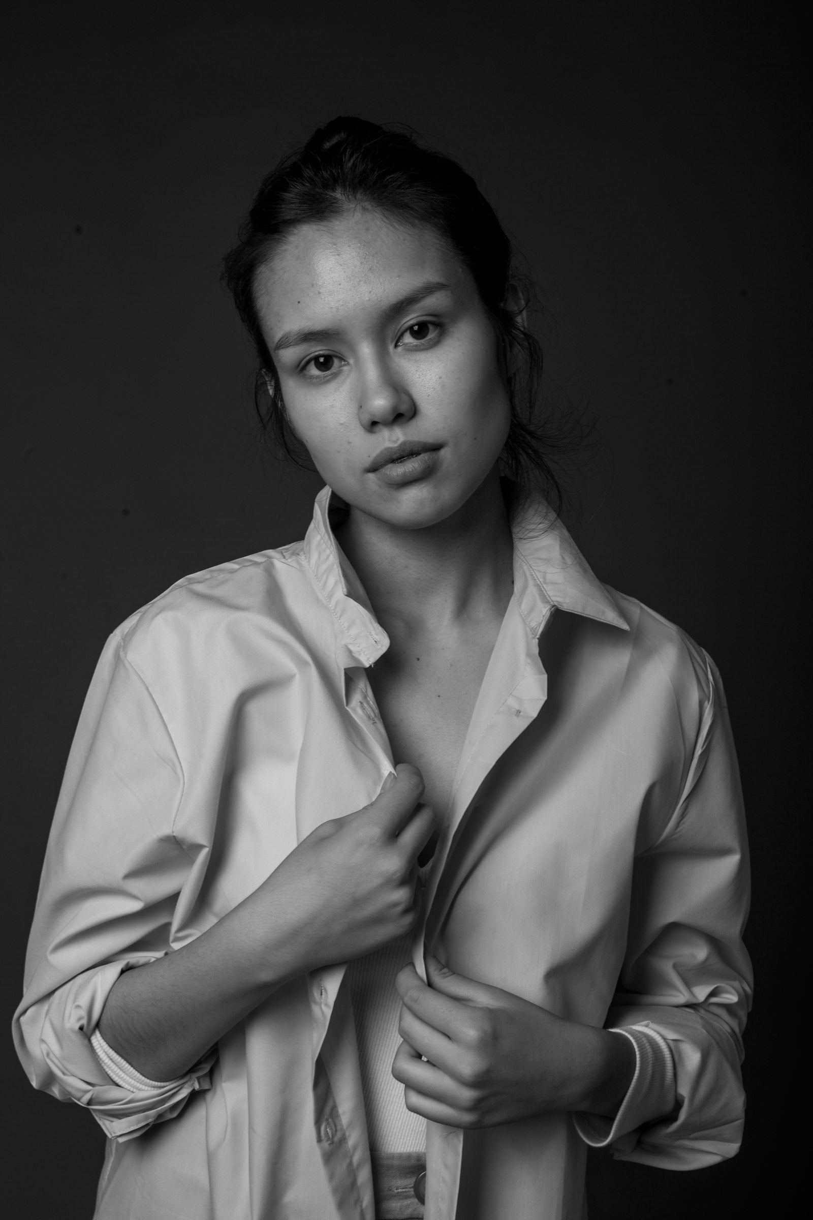 White Poplin Button-Down Shirt