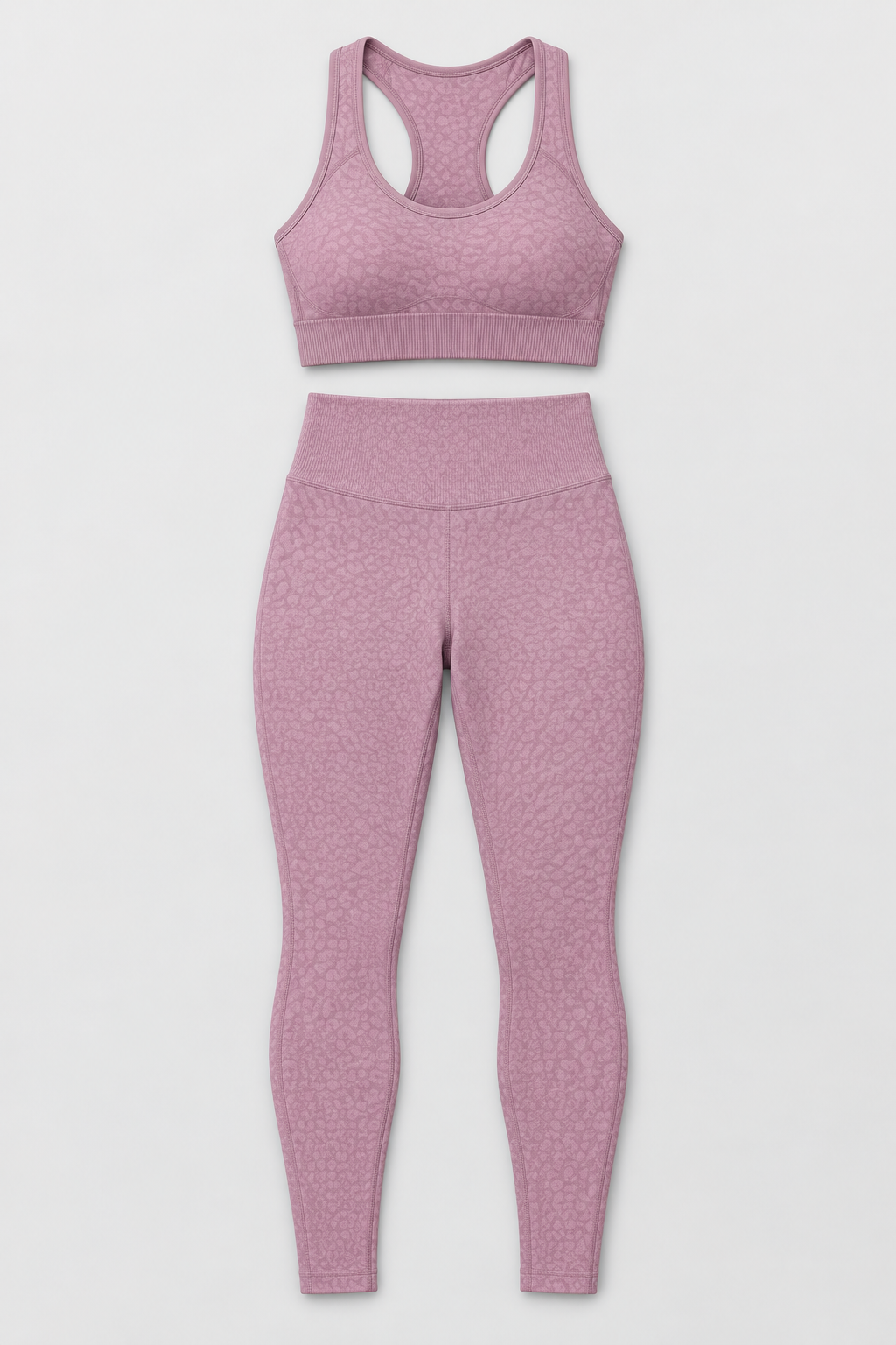 Ribbed Contour Gym Set in Rose — product only, top and leggings
