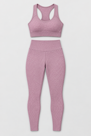 Ribbed Contour Gym Set in Rose — product only, top and leggings