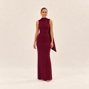 Burgundy Scarf Maxi Dress – front view