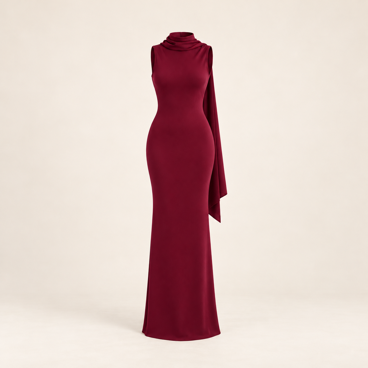 Burgundy Scarf Maxi Dress – product-alone view