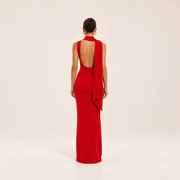 Red Scarf Maxi Dress – back view