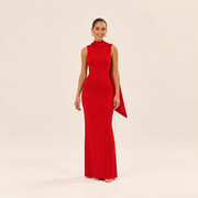 Red Scarf Maxi Dress – front view