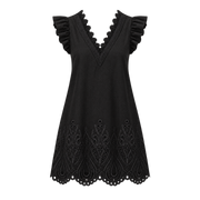 Structured Denim Dress — Black product-only view