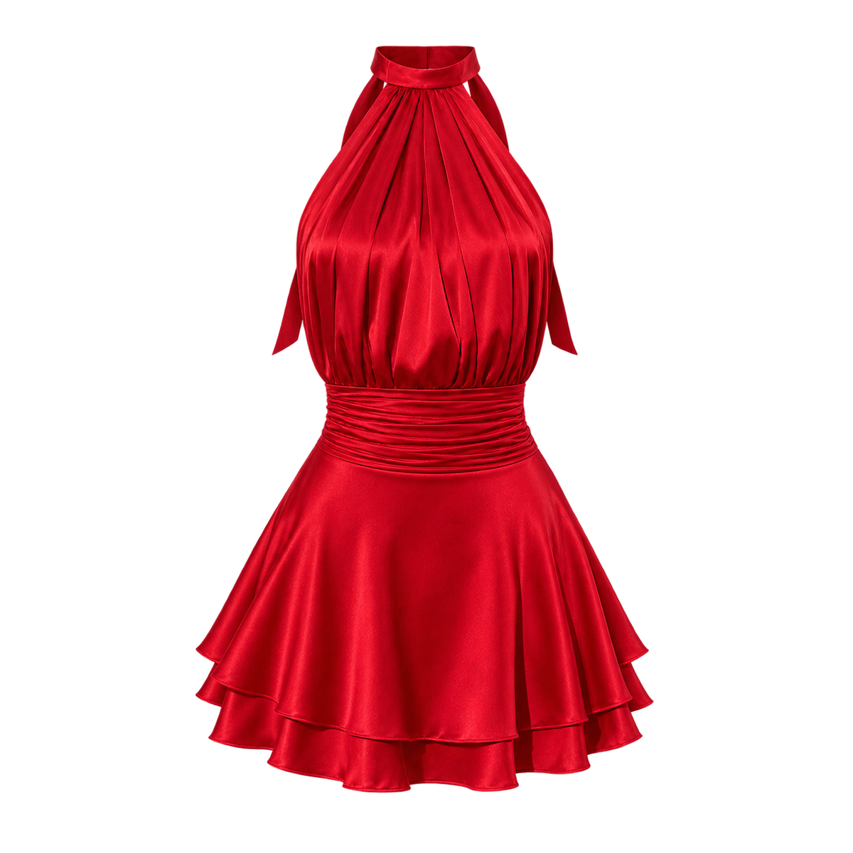 Tiered Ruffle Dress — Red product-only view