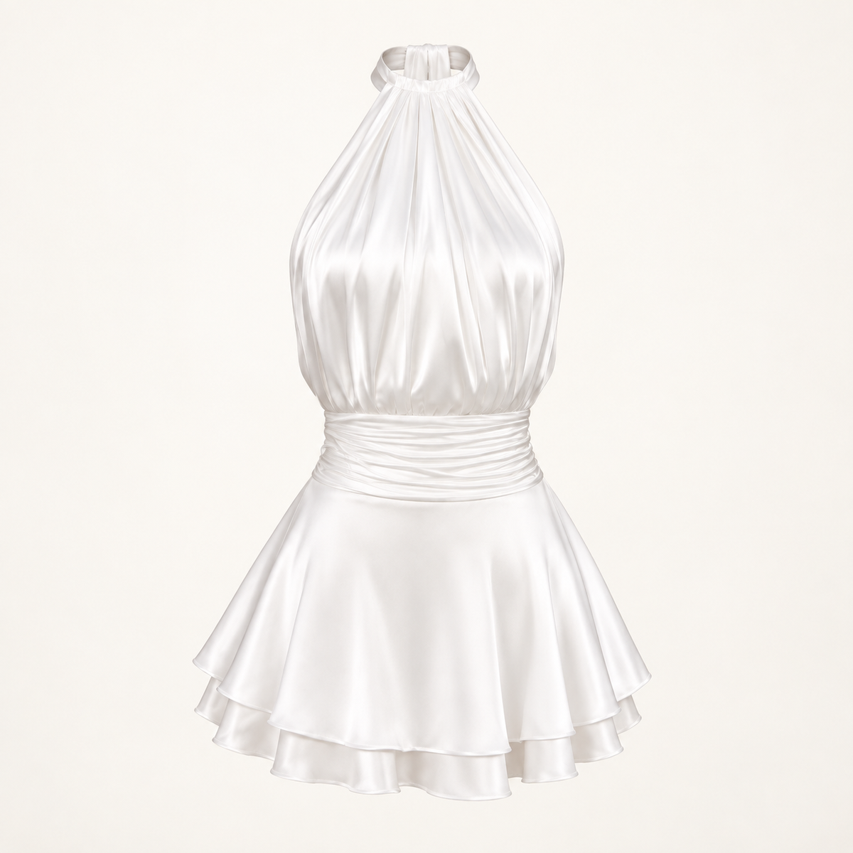 Tiered Ruffle Dress — White product-only view