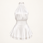 Tiered Ruffle Dress — White product-only view