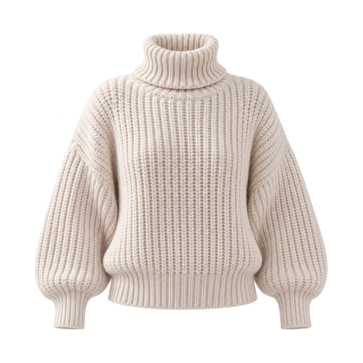 Turtleneck Ribbed Sweater — Ivory product-only view