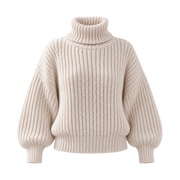 Turtleneck Ribbed Sweater — Ivory product-only view