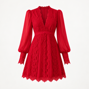 Velvet Evening Dress — Red product-only view