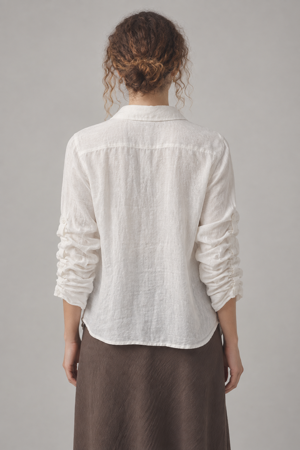 White linen blouse back view